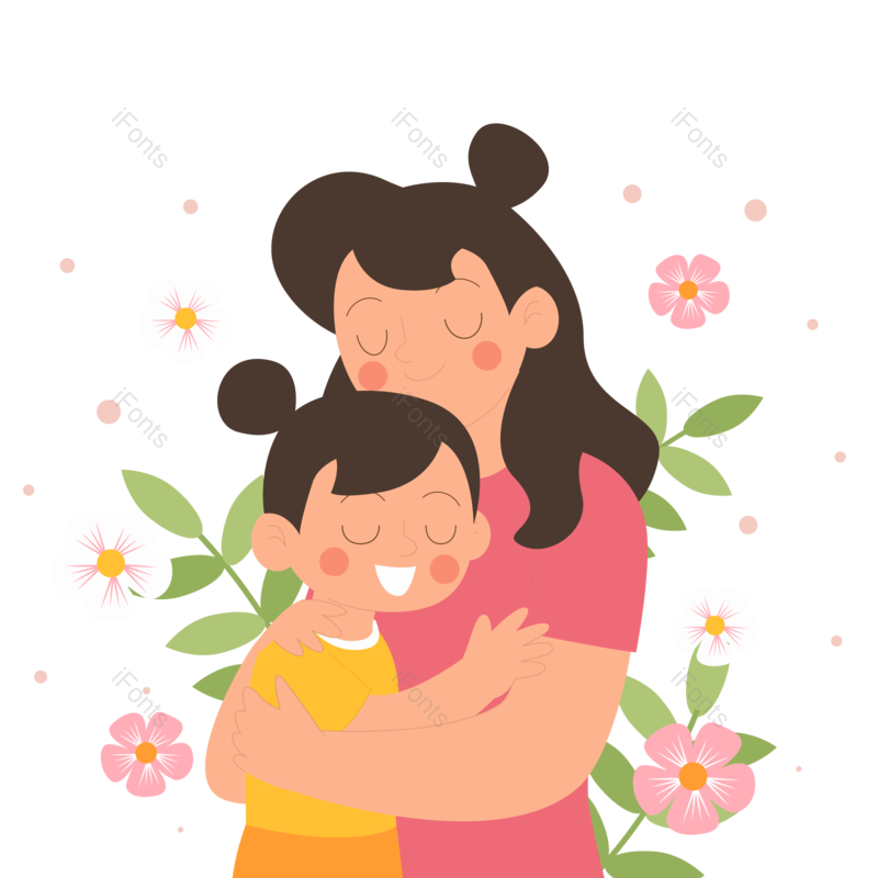 母亲节图片,花朵元素,拥抱PNG,母亲免抠素材